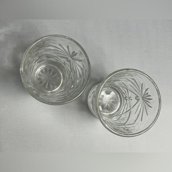 Pair Vintage Anchor Hocking Prescut Clear Flared Glasses 3.5” - Picture 5 of 7